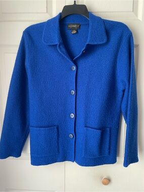 Requirements Royal Blue Button-Front 100% wool jacket